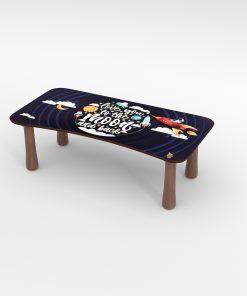 Kinder Tritthocker aus Holz mit Motiv Planets Blau
